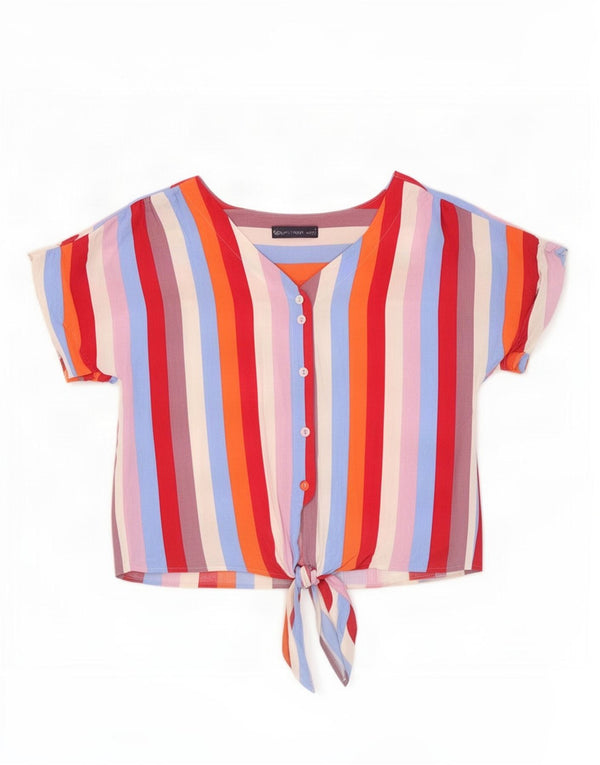 Marks & Spencer Womens Crop Shirt Blouse UK 10 Small Multicoloured