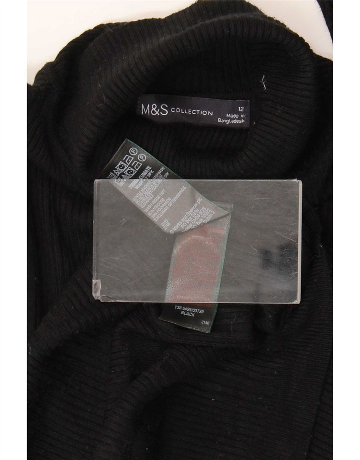 Marks & Spencer Pull col roulé pour femme UK 12 Medium Noir Viscose