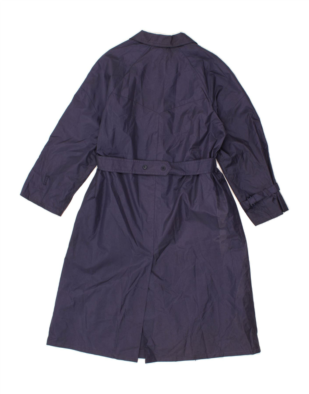 CLAUDE HAVREY Womens Trench Coat UK 14 Medium Navy Blue Polyester Vintage Claude Havrey and Second-Hand Claude Havrey from Messina Hembry 