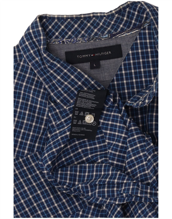 Tommy Hilfiger Herreskjorte Stor blå ternet bomuld