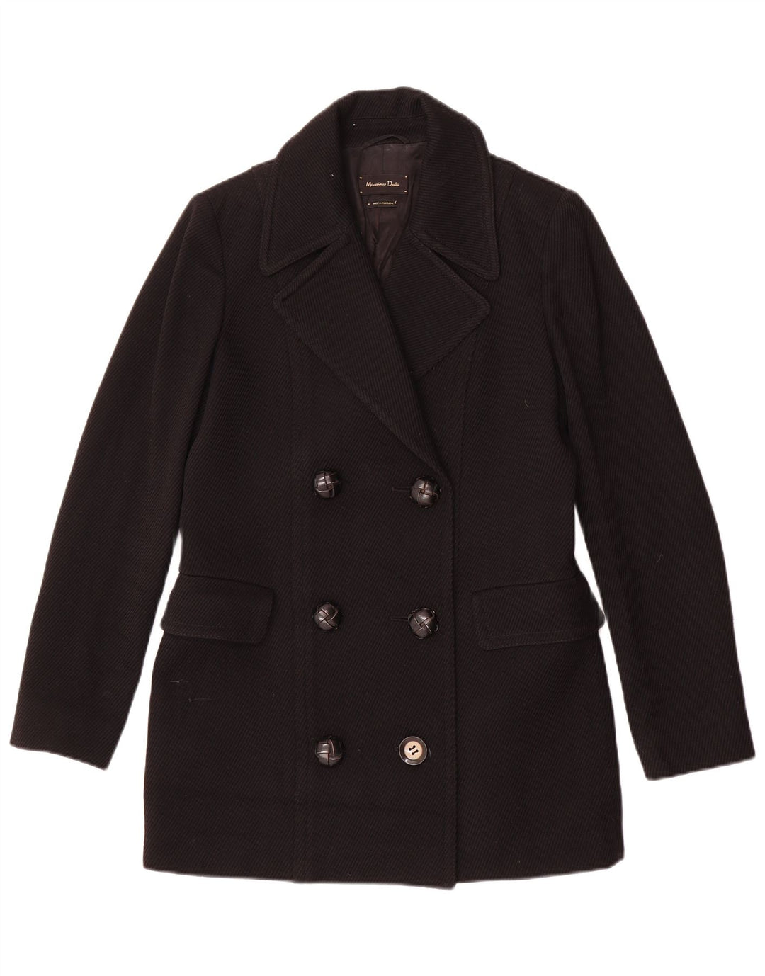 Dwurzędowy płaszcz damski Massimo Dutti EU 38, mała, czarna wełna