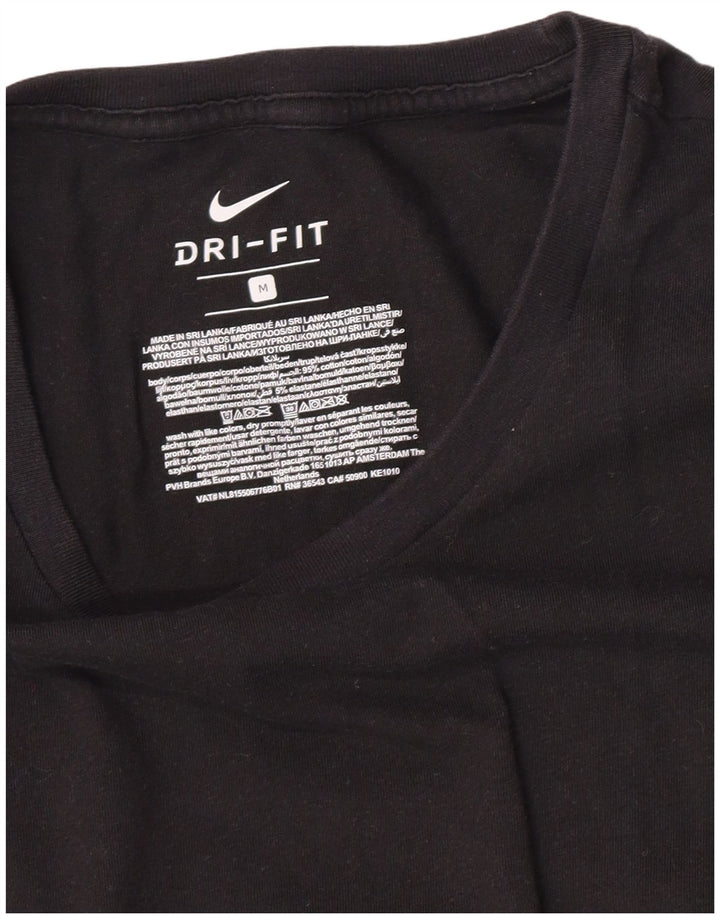 Nike Mens Dri Fit T-Shirt Top Medium Black Cotton