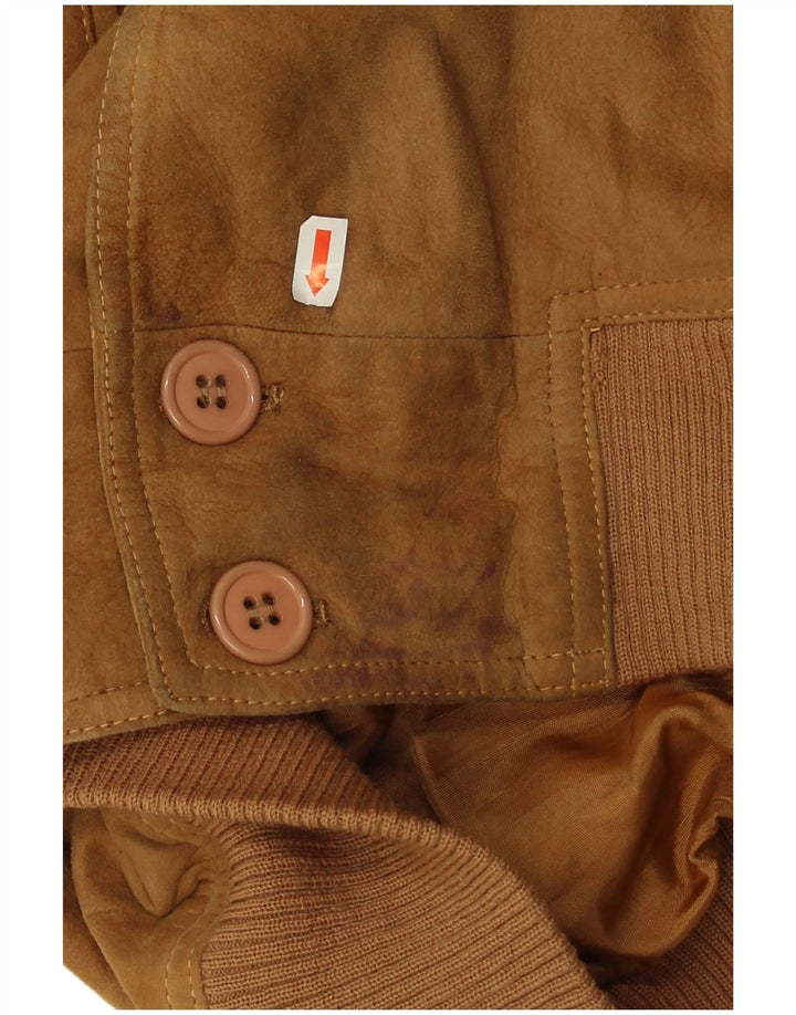 Maren Mens Suede Bomber Jacket UK 40 Large Beige Suede