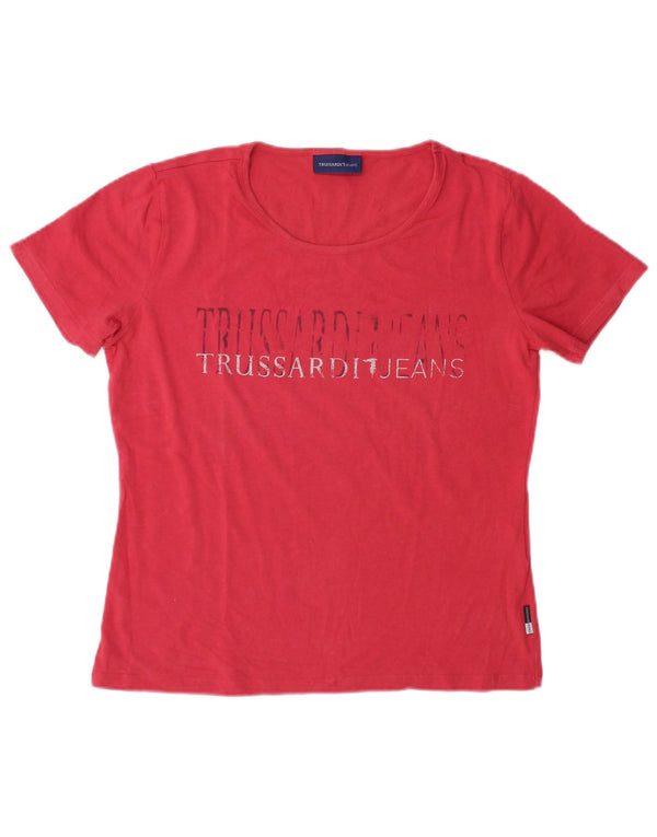T-shirt grafica da donna Trussardi Top UK 16 Large rossa in cotone