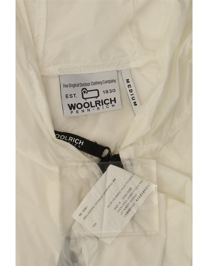 Woolrich Veste de pluie à capuche pour femme UK 14 Medium White Nylon