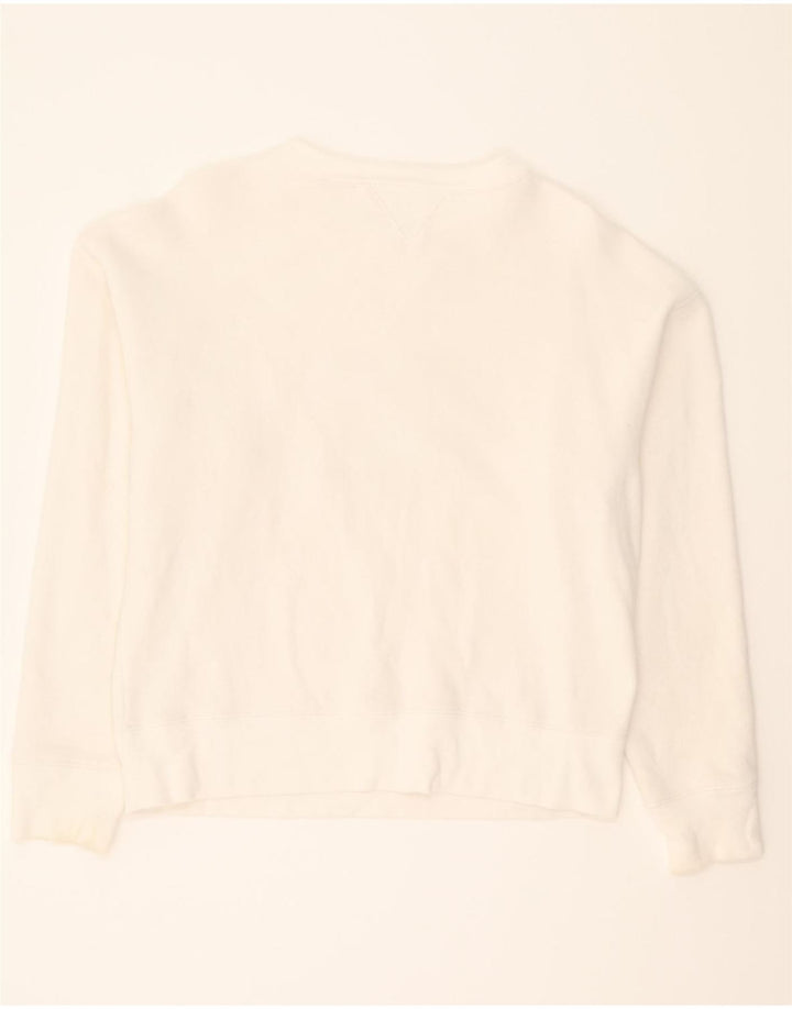 CHAMPION Womens Graphic Oversized Sweatshirt Jumper UK 14 Medium White Vintage Champion and Second-Hand Champion from Messina Hembry 