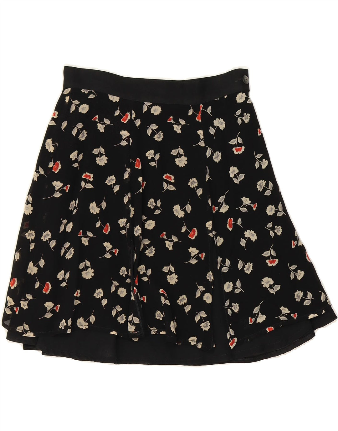 LYBIDO Womens A-Line Skirt IT 42 Medium W26 Black Floral Polyester Vintage Lybido and Second-Hand Lybido from Messina Hembry 