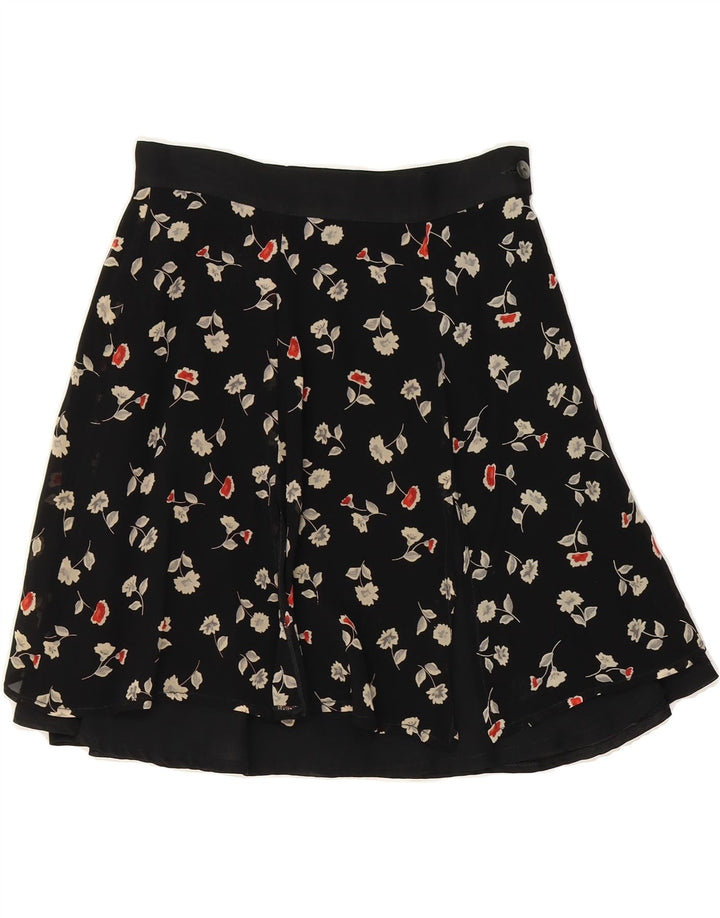 LYBIDO Womens A-Line Skirt IT 42 Medium W26 Black Floral Polyester Vintage Lybido and Second-Hand Lybido from Messina Hembry 