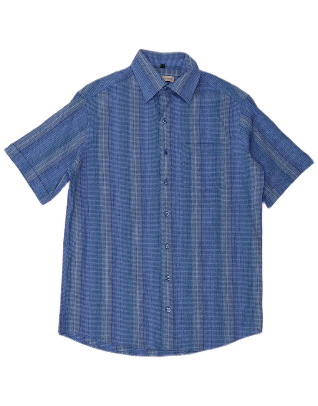 Angelo Litrico Mens Short Sleeve Shirt Size 39/40 Medium Blue Striped