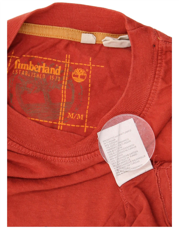Timberland Mens Graphic Top Long Sleeve Medium Red Cotton