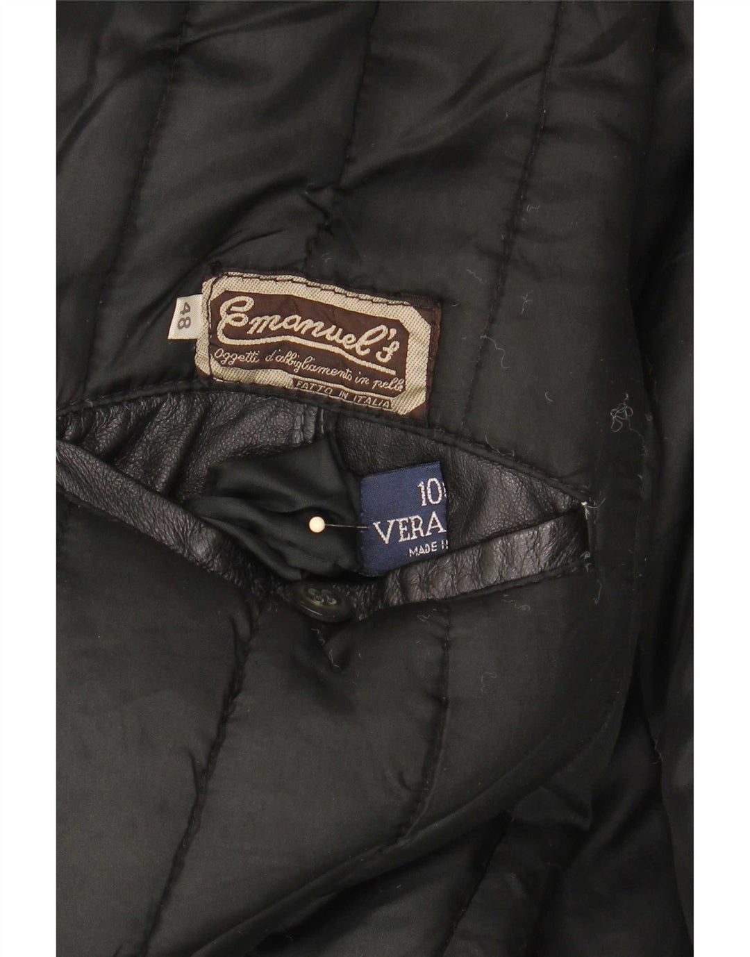 Jaqueta de couro masculina vintage IT 48 média preta