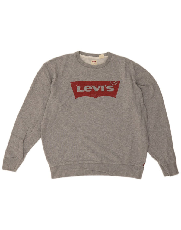 Levi's Mens Graphic Sweatshirt Jumper Medium Grey Flecked