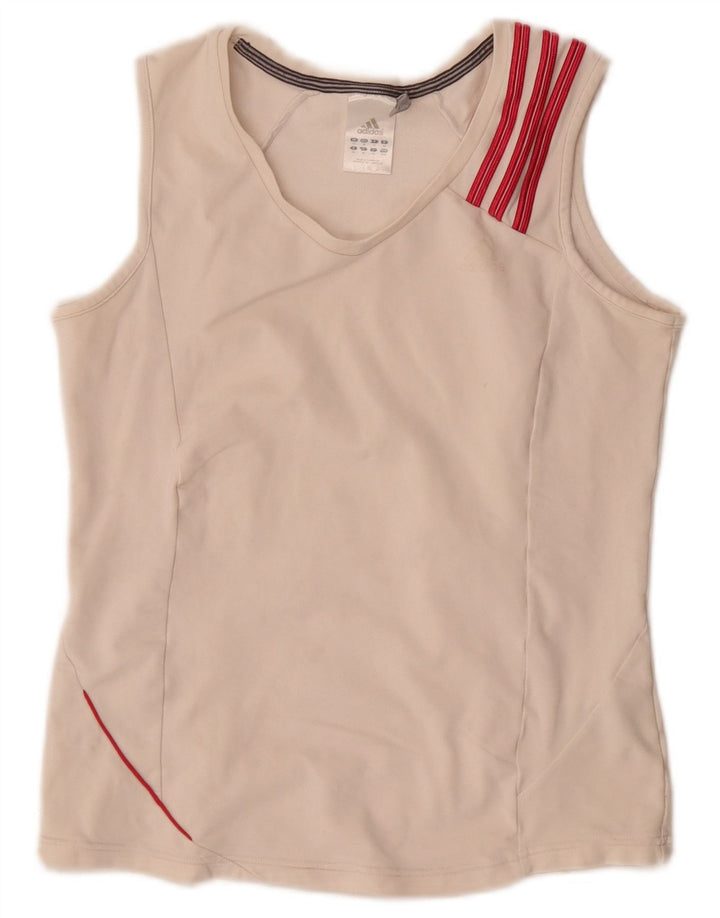 Adidas Womens Climalite Crop Vest Top UK 14 Medium Off White Polyester