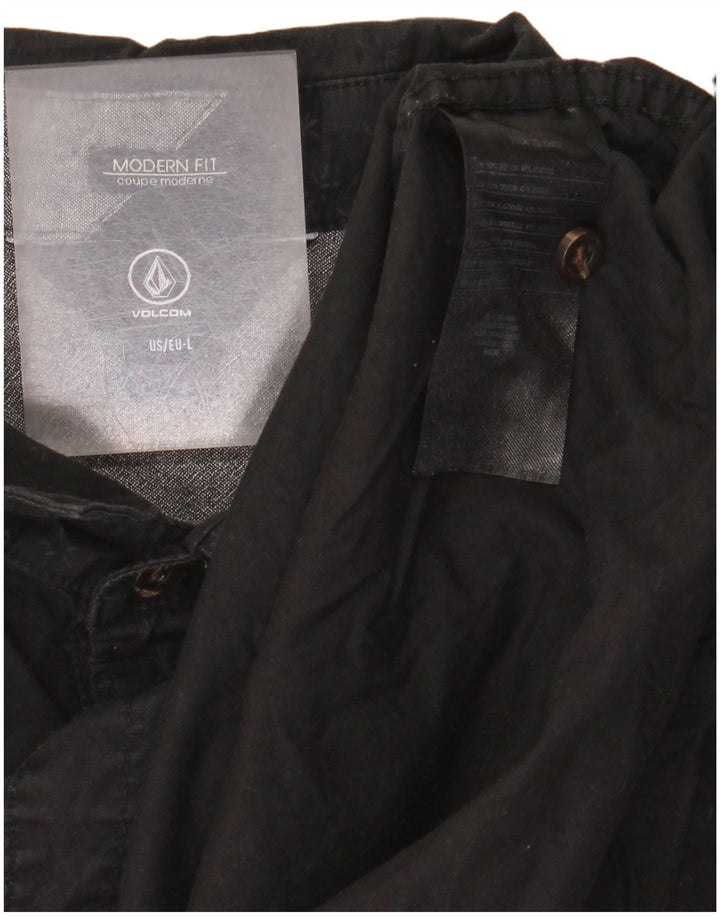 Volcom Mens Modern Fit Shirt Large Black Spotted Cotton