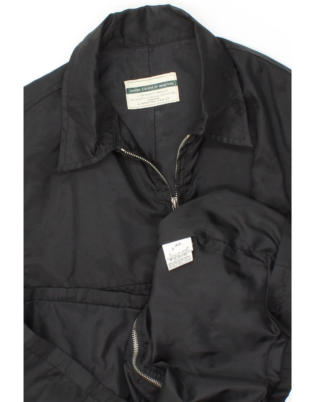 BENETTON Womens Bomber Jacket IT 44 Medium Black Polyamide Vintage Benetton and Second-Hand Benetton from Messina Hembry 