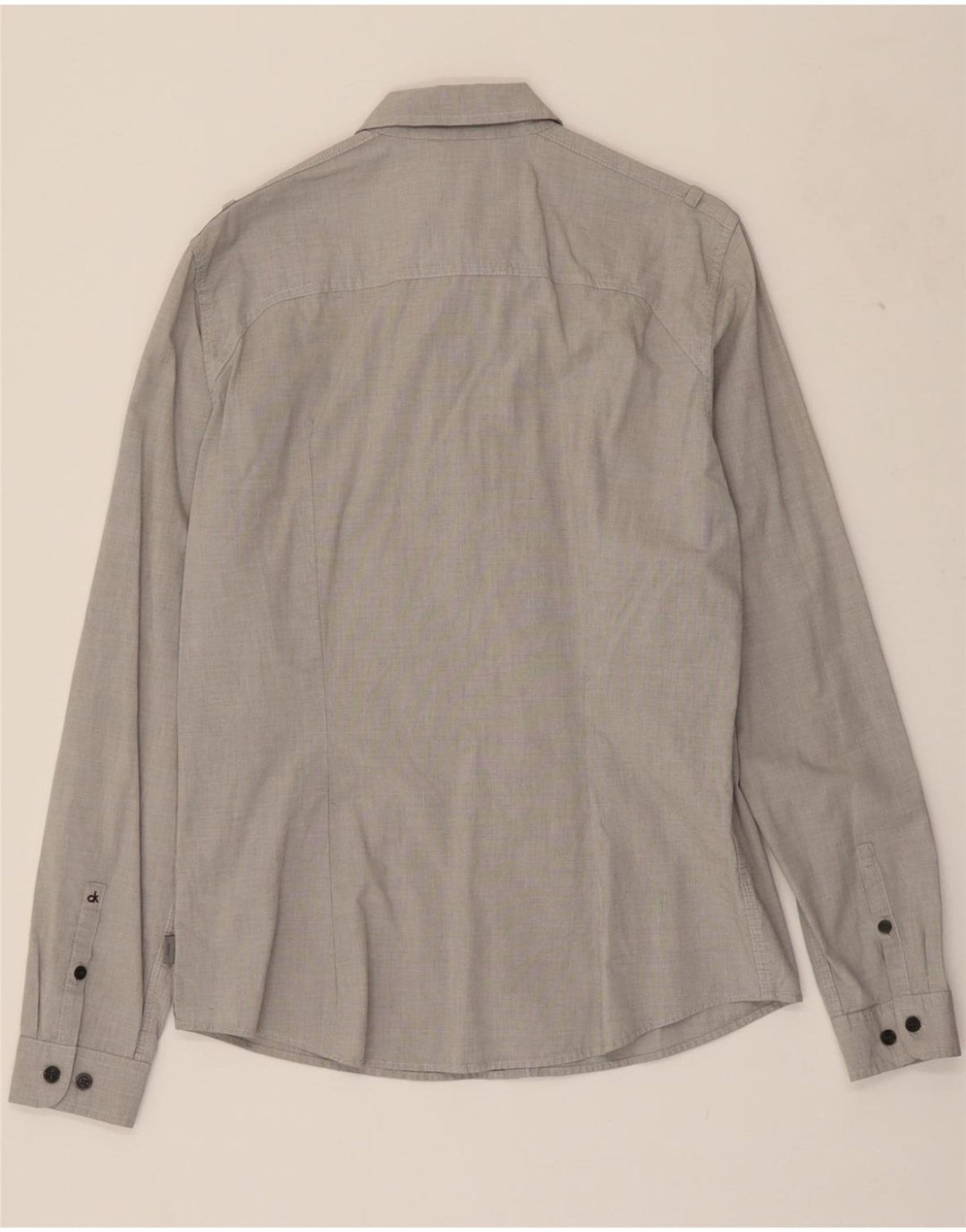 CALVIN KLEIN JEANS Mens Slim Fit Shirt Medium Grey Cotton Vintage Calvin Klein Jeans and Second-Hand Calvin Klein Jeans from Messina Hembry 