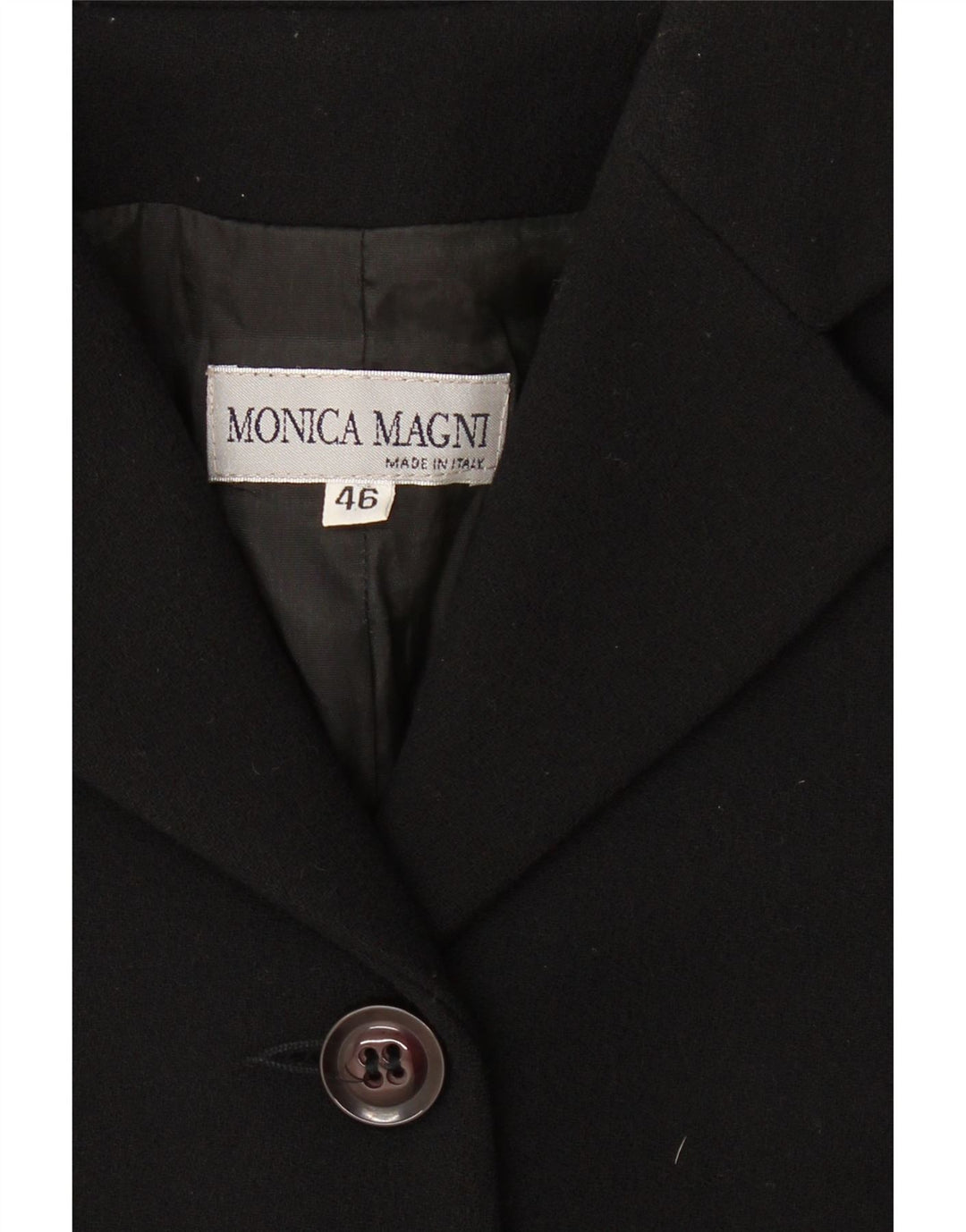 MONICA MAGNI Womens 5 Button Blazer Jacket IT 46 Large Black Wool Vintage MONICA MAGNI and Second-Hand MONICA MAGNI from Messina Hembry 