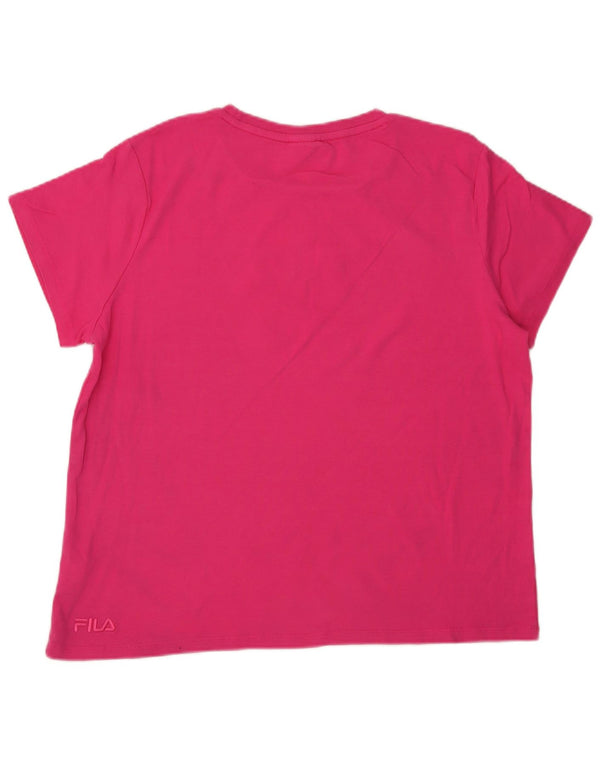 Fila Damen Grafik T-Shirt Top UK 18 XL Rosa Baumwolle