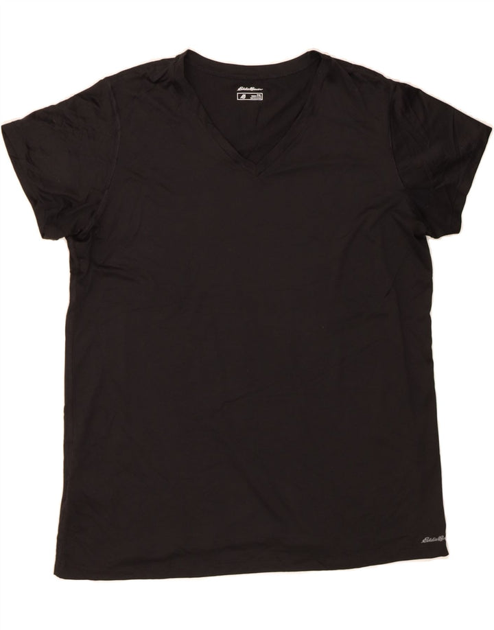 EDDIE BAUER Womens T-Shirt Top UK 20 2XL Black Polyester Vintage Eddie Bauer and Second-Hand Eddie Bauer from Messina Hembry 