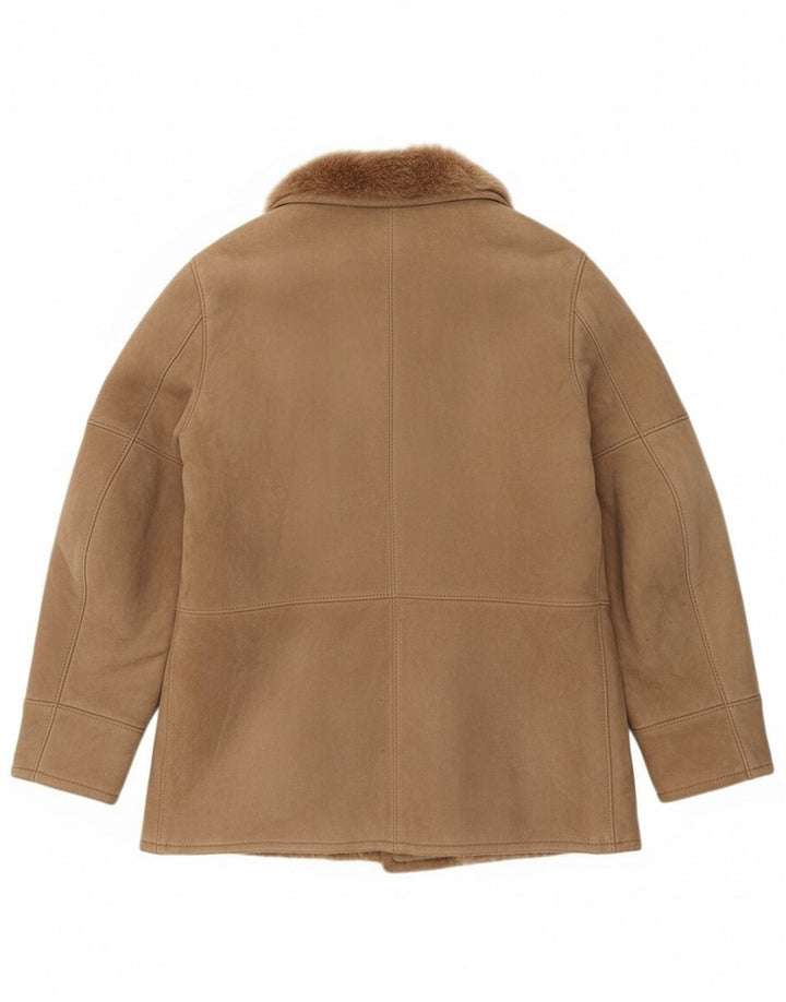 Vintage Mens Shearling Jacket IT 52 XL Brown Shearling