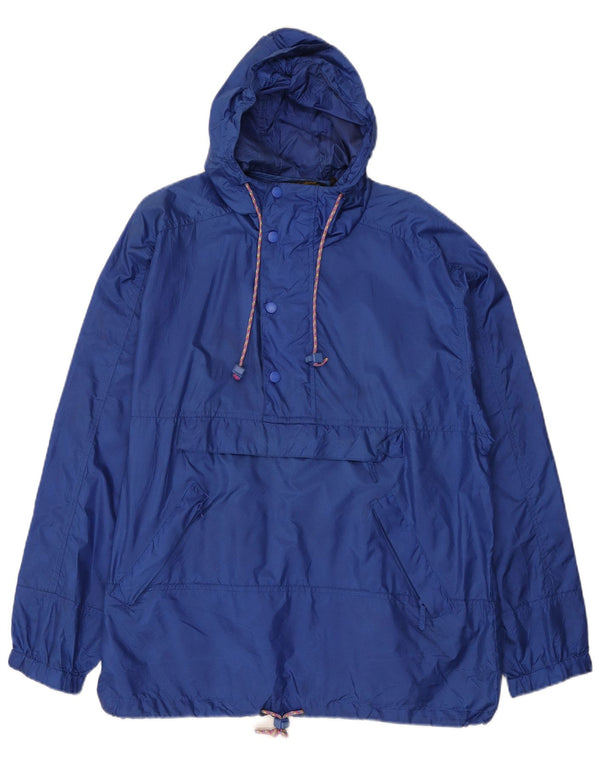 Jaqueta de chuva masculina Eddie Bauer com capuz e capuz Reino Unido 38 nylon azul médio