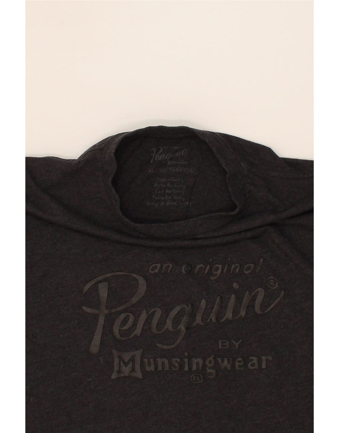 PENGUIN Mens Graphic T-Shirt Top XL Grey Vintage Penguin and Second-Hand Penguin from Messina Hembry 