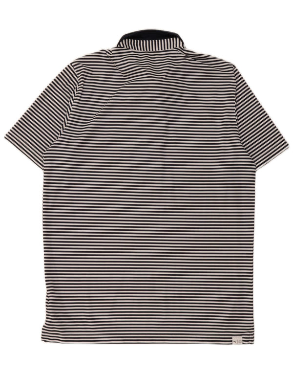 Puma Mens Polo Shirt Large Navy Blue Pinstripe Polyester
