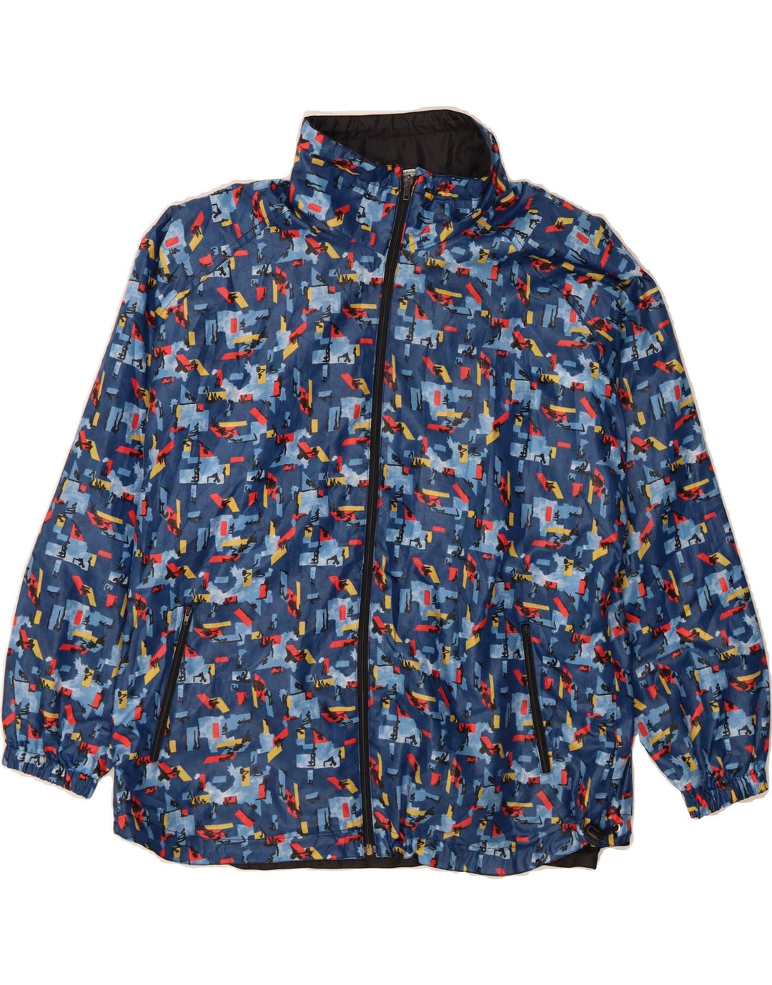 AUTHENTIC Mens Tracksuit Top Jacket XL Navy Blue Geometric Vintage Authentic and Second-Hand Authentic from Messina Hembry 