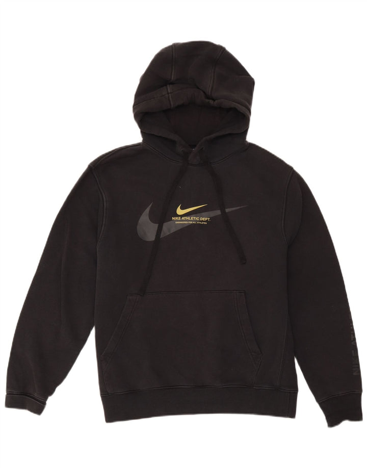 NIKE Mens Graphic Hoodie Jumper Medium Black Cotton