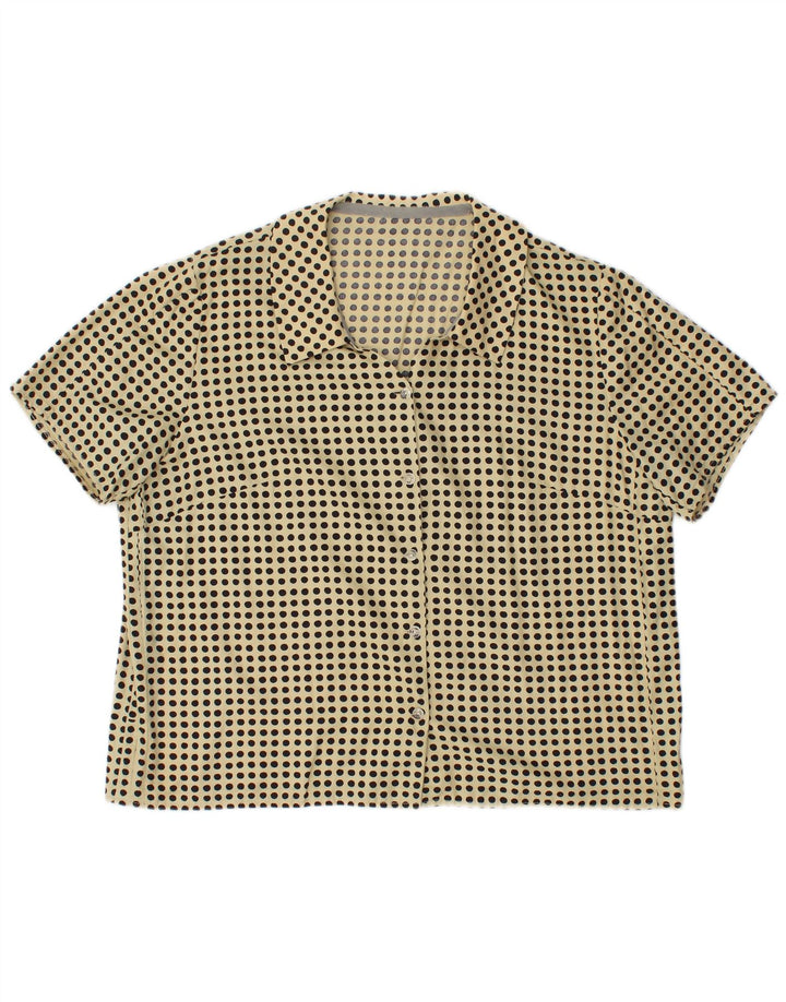 VINTAGE Womens Oversized Shirt Blouse UK 14 Medium Yellow Spotted