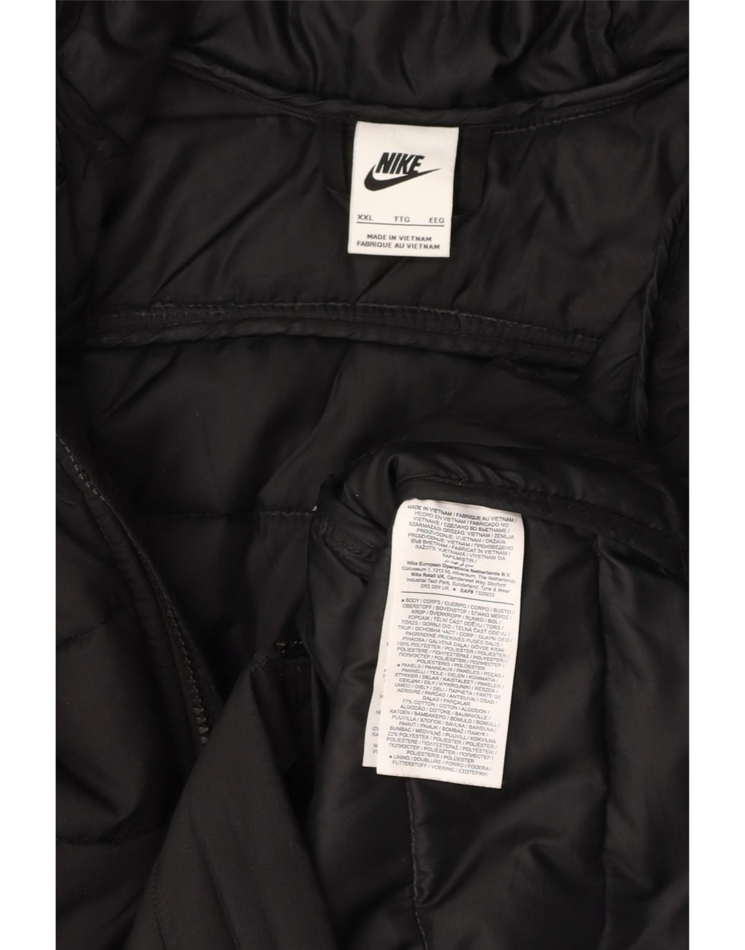 Giacca imbottita con cappuccio NIKE da uomo UK 44 2XL poliestere nero