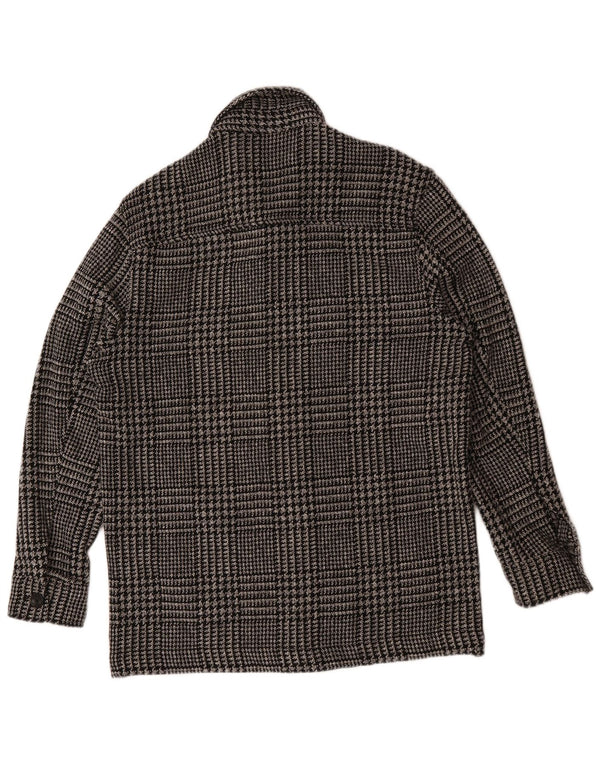 Zara Mens Utility Jacket Large Black Houndstooth Polyester