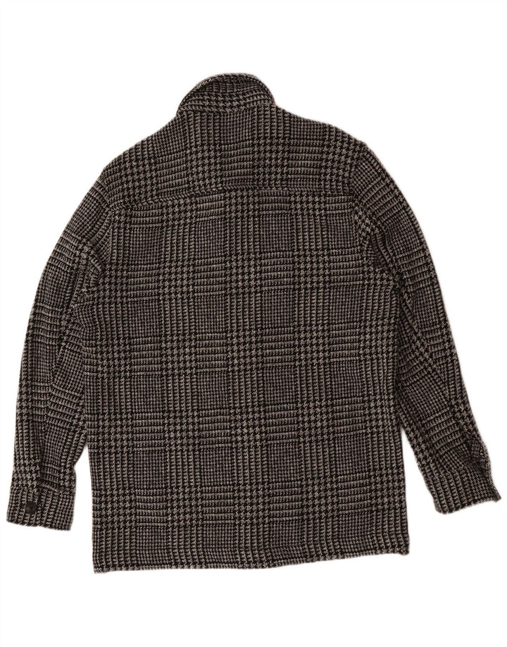 Zara Herre Utility Jacket Large Black Houndstooth Polyester