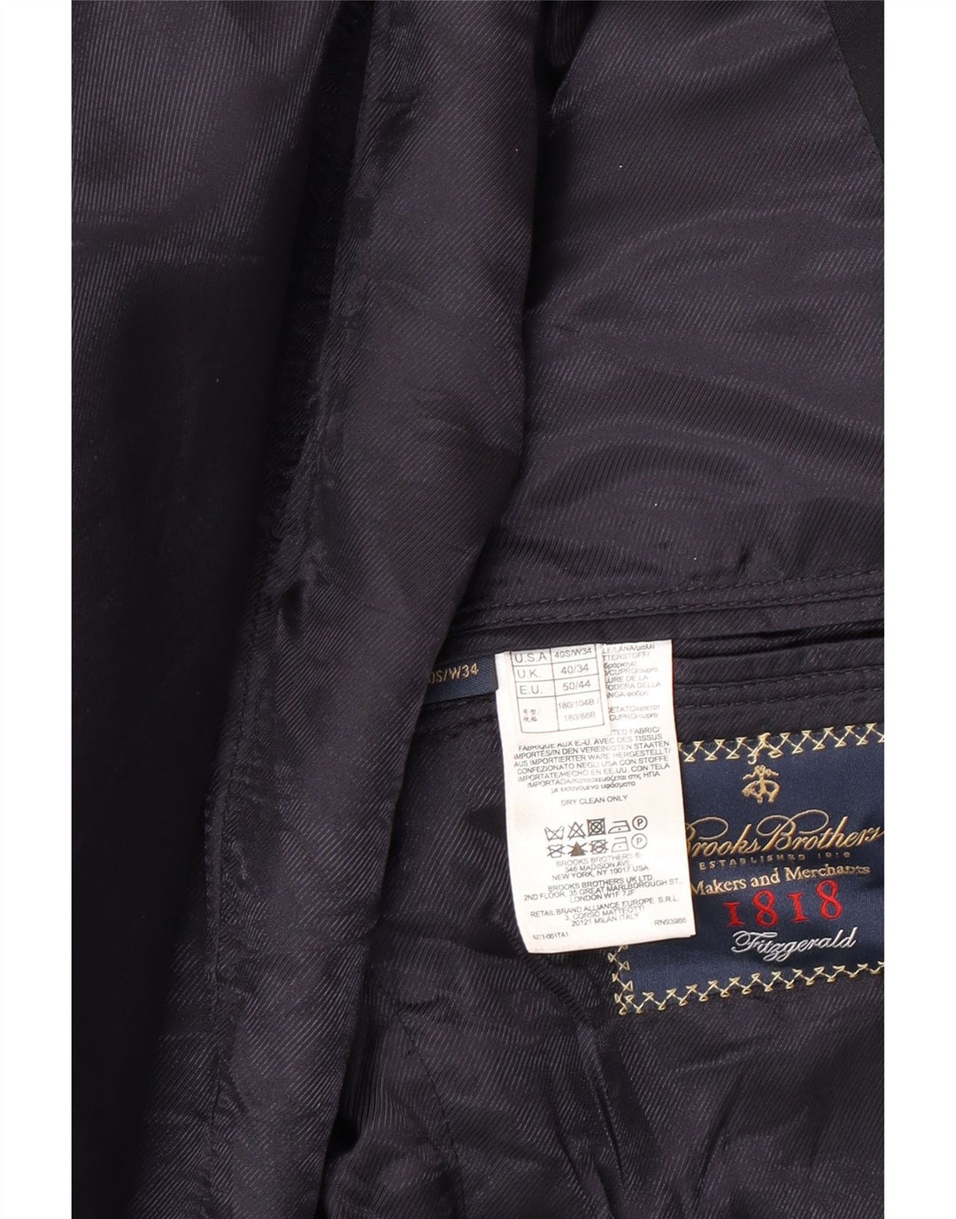 Brooks Brothers Mens 2 Button Blazer Jacket UK 40 Large Navy Blue Wool