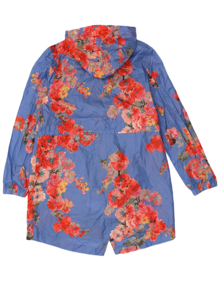 Joules Womens Hooded Raincoat UK 12 Medium Blue Floral Polyester
