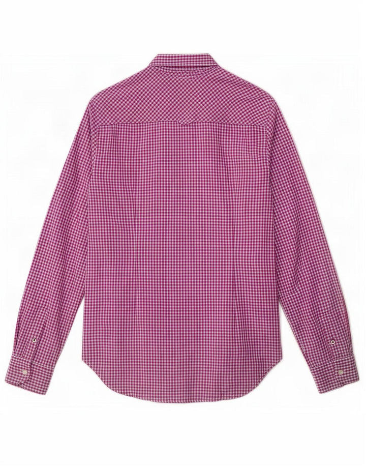 Tommy Hilfiger Womens Fitted Shirt US 6 Medium Purple Gingham Cotton