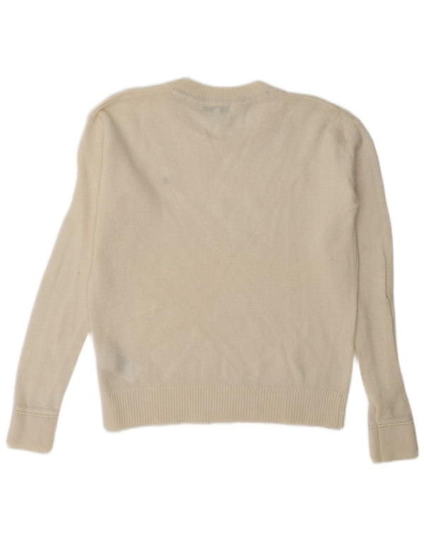 Tommy Hilfiger Pull surdimensionné à col rond pour femme UK 6 XS Blanc cassé