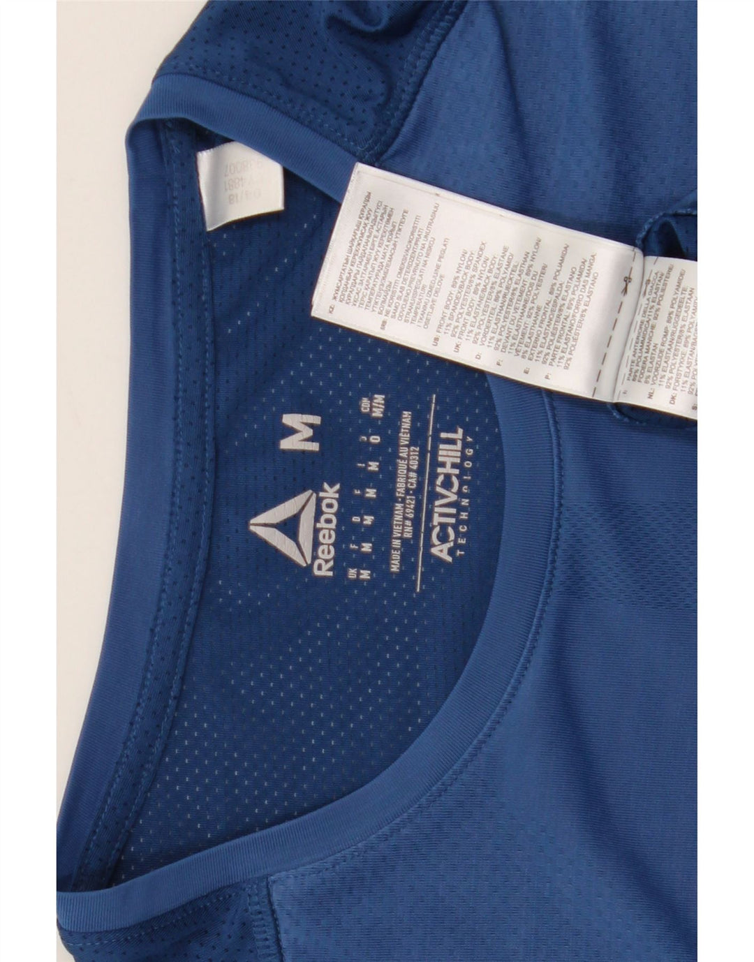 Reebok Mens T-Shirt Top Medium Blue Nylon