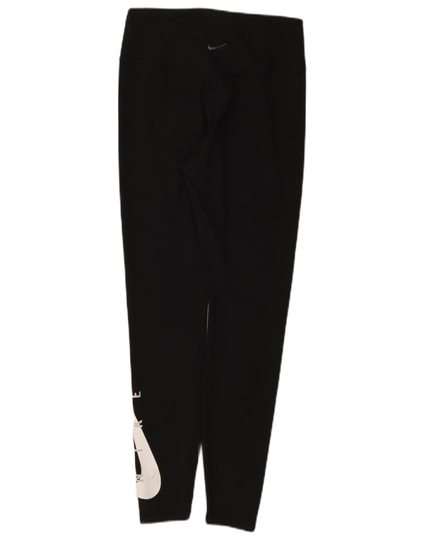 Leggings grafici Nike Dri Fit da donna UK 12 medio nero poliestere