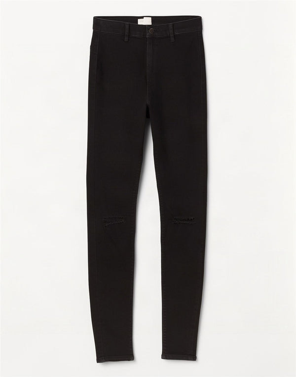 Topshop Damen Joni Super Skinny Jeans W26 L30 Schwarze Baumwolle