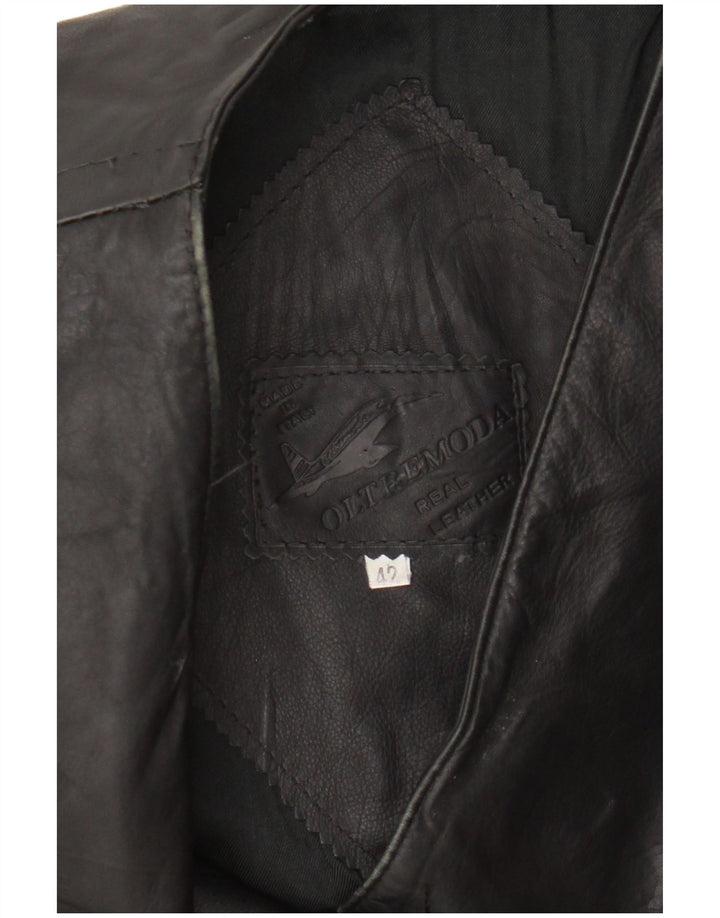 Oltremoda Womens Leather Gilet IT 42 Medium Black Leather