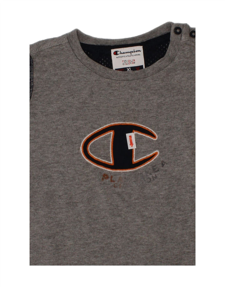 CHAMPION Boys Graphic Top Long Sleeve 2-3 Years Grey Vintage Champion and Second-Hand Champion from Messina Hembry 