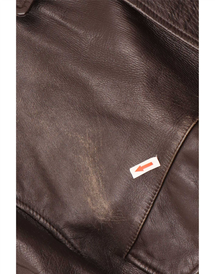 Bomb Boogie Mens Sky Loose Fit Leather Jacket UK 38 Medium Brown
