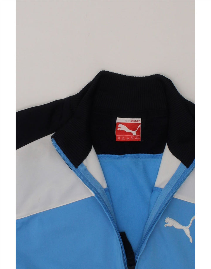 PUMA Boys Tracksuit Top Jacket 13-14 Years Blue Colourblock Polyester Vintage Puma and Second-Hand Puma from Messina Hembry 