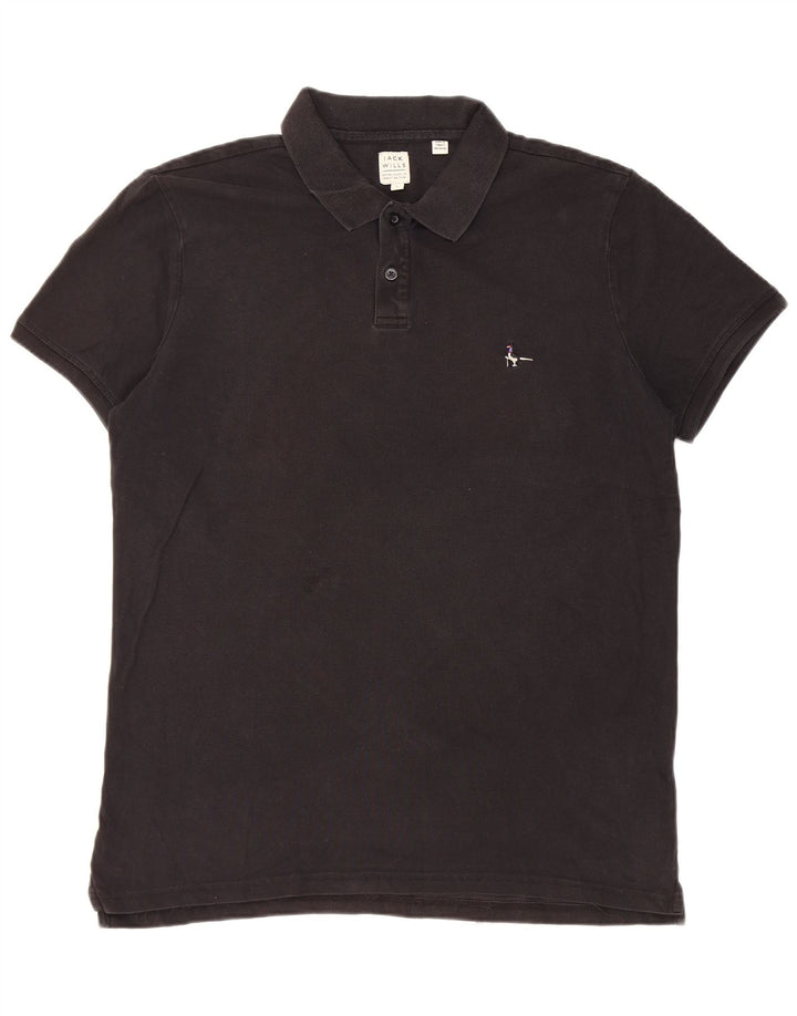 Jack Wills Mens Polo Shirt Large Black Cotton