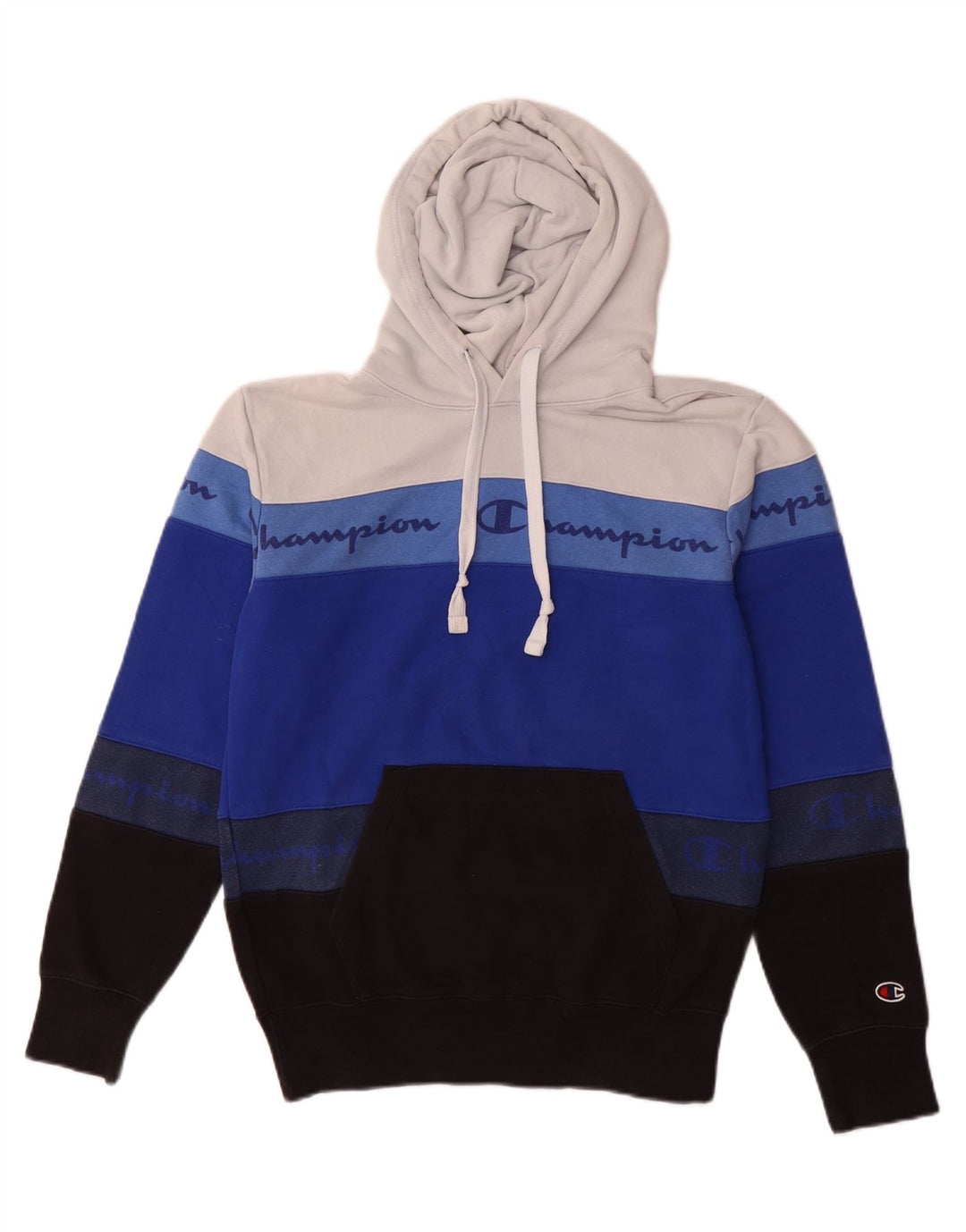 CHAMPION Mens Graphic Hoodie Jumper Medium Multicoloured Colourblock Vintage Champion and Second-Hand Champion from Messina Hembry 