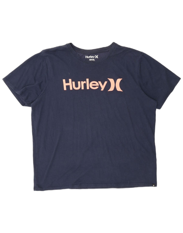 Hurley Homme Dri Fit Graphic T-Shirt Top XL Bleu Marine Coton