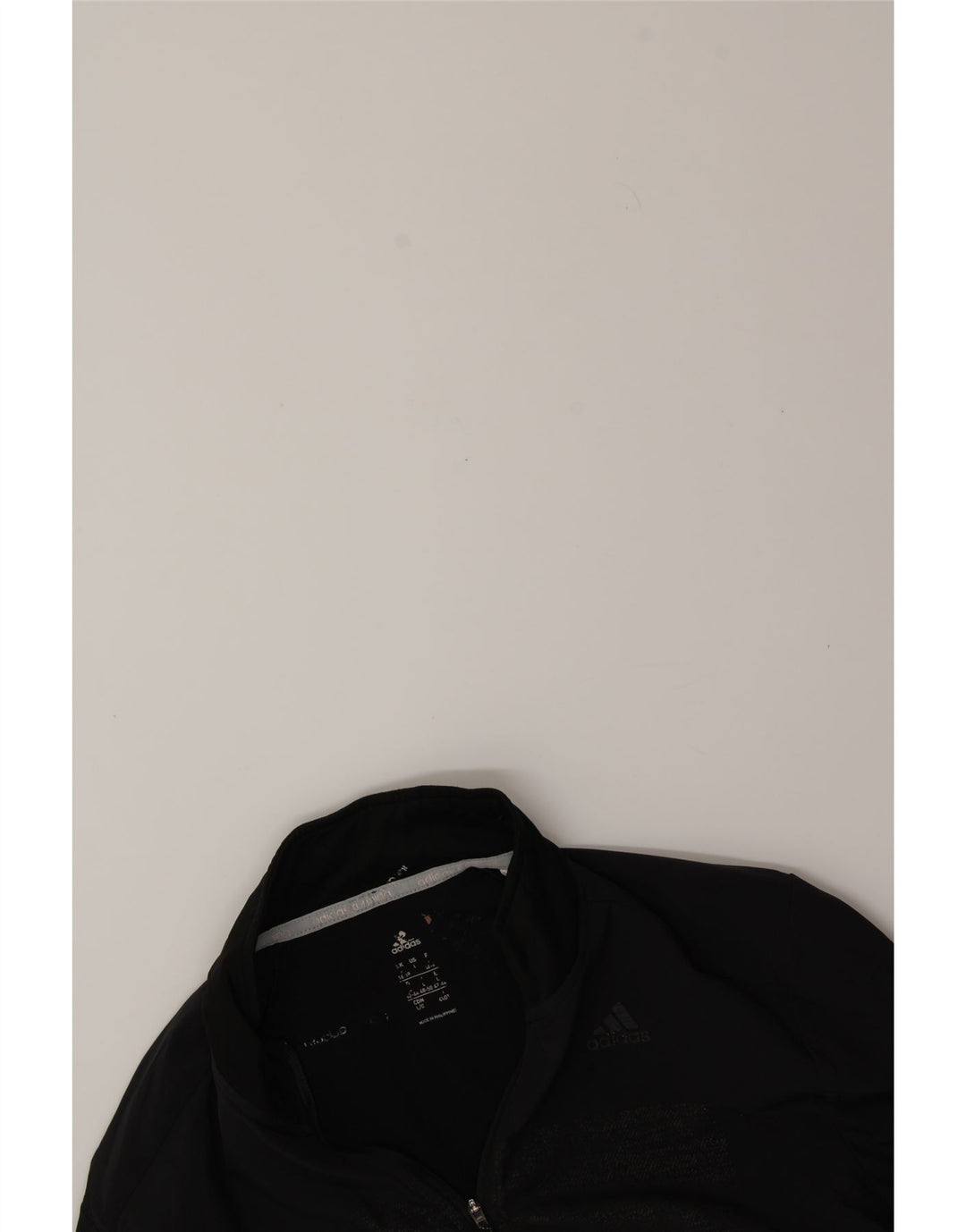 ADIDAS Womens Graphic Zip Neck Pullover Tracksuit Top UK 16/18 Large Black Vintage Adidas and Second-Hand Adidas from Messina Hembry 