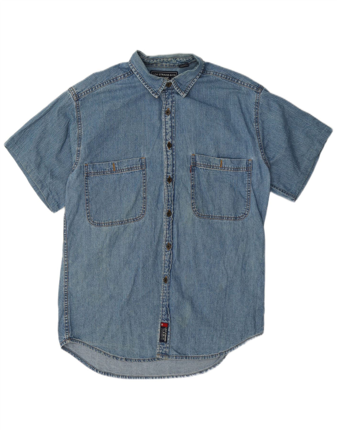 Levi's Chemise en Jean à Manches Courtes Homme Bleu Moyen Coton