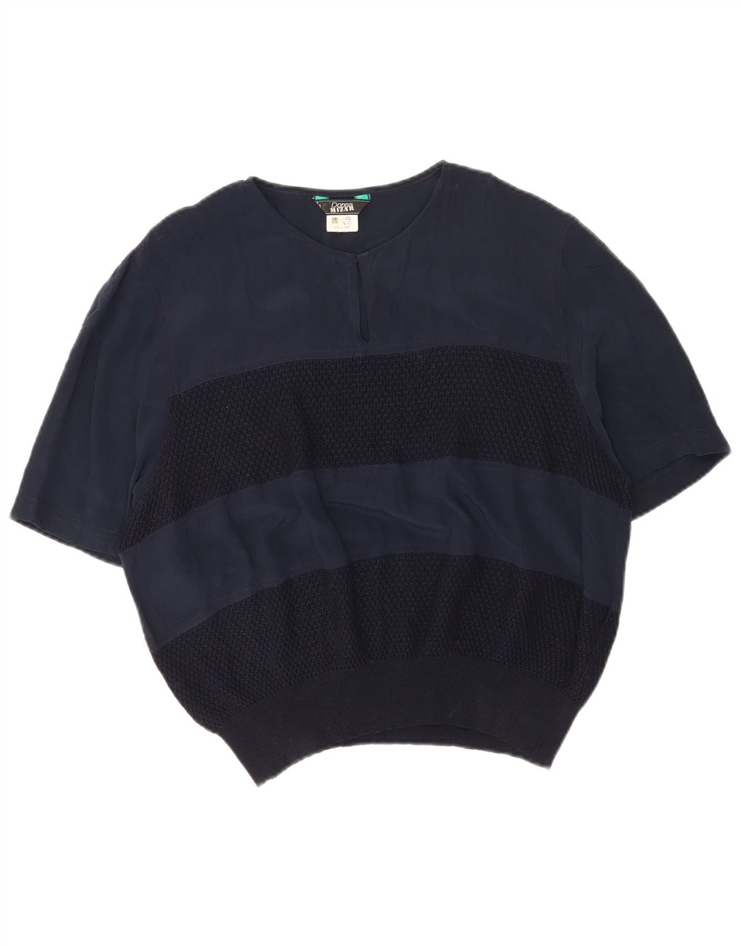 Donna Mizar Womens Blouse Top IT 50 XL Navy Blue Silk